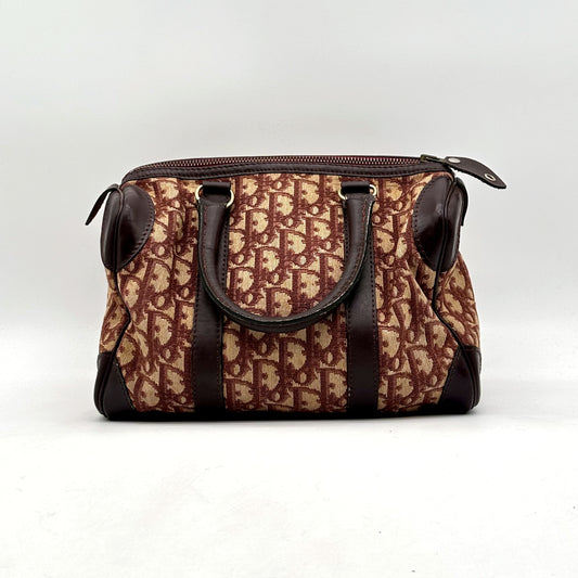 Dior Boston Toile Trotter Rouge - vue de face opposée