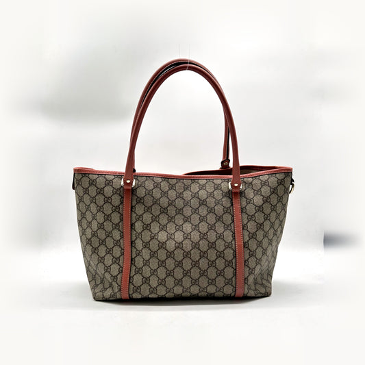 Gucci Tote Toile GG Beige et Cuir Corail - vue de dos