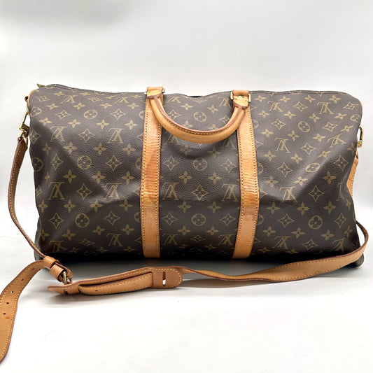 Louis Vuitton Keepall 50 Bandoulière Toile Monogram - vue de dos, bandoulière déployée
