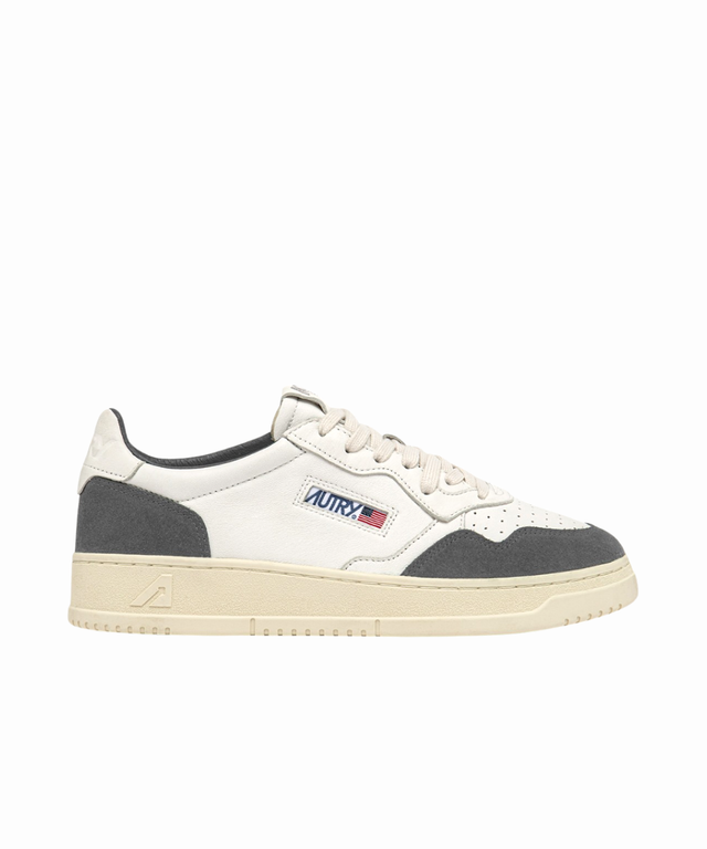 Autry Medalist Low White Leather & Morel Suede