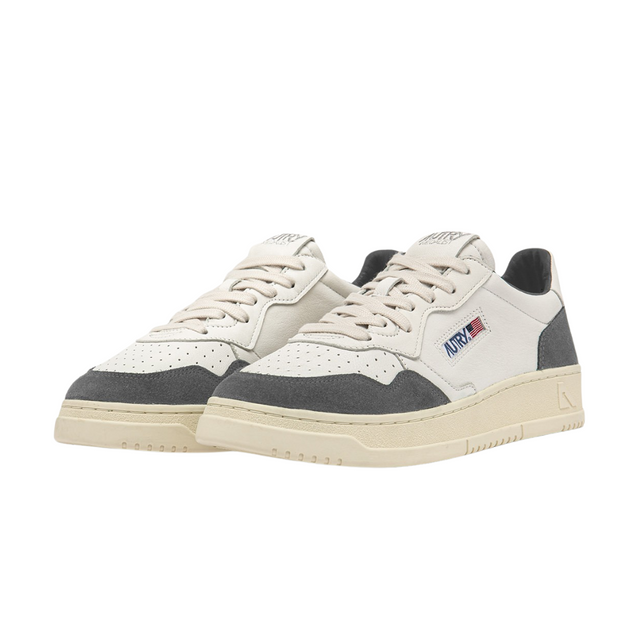 Autry Medalist Low White Leather & Morel Suede