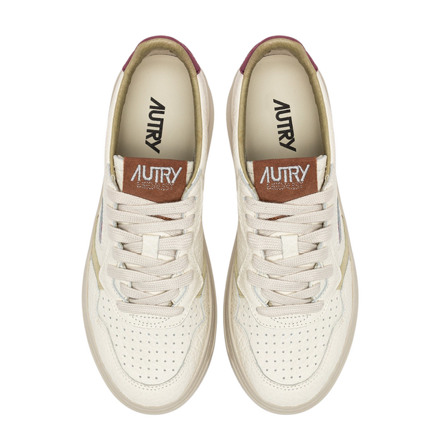 Autry Medalist Low Marshmallow & Burgundy Leather