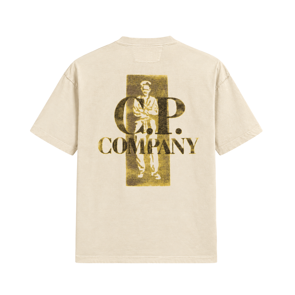 Tee Shirt CP Company Beige Cream Chest Logo