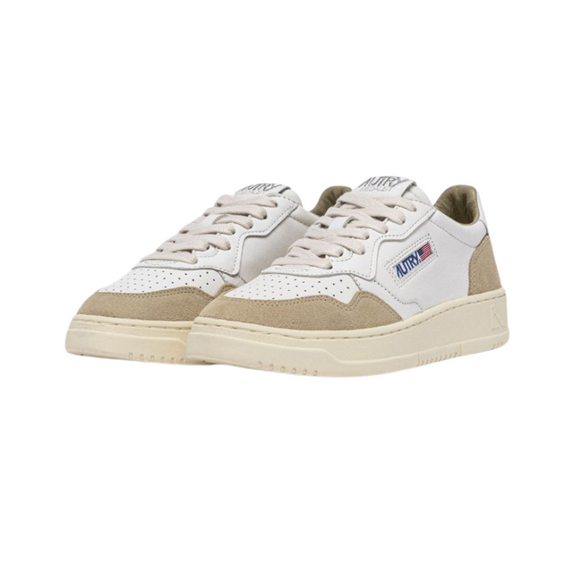 Autry Medalist Low White Leather & Sponge Suede