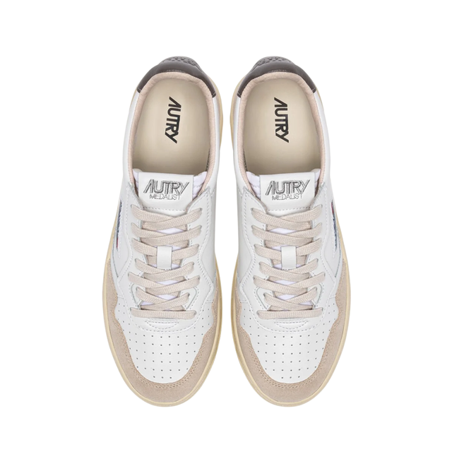 Autry Medalist Low White and Morel Leather & Suede