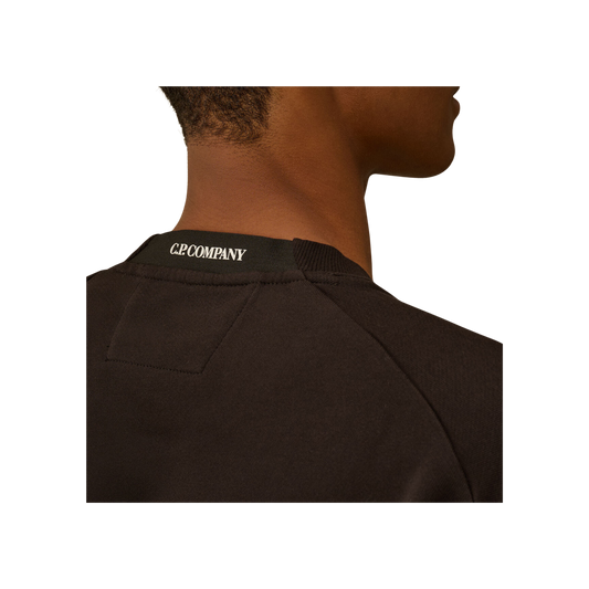 CP Company Sweatshirt - Crewneck Diagonal Raised Fleece Schwarz