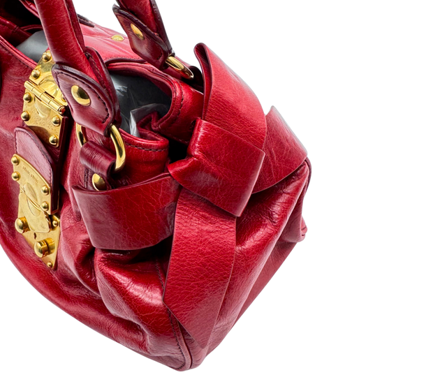 Miu Miu – Bow Bag Cuir Rouge