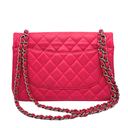 Chanel – Timeless Jumbo Double Flap 30 cm Leder Caviar Rosa
