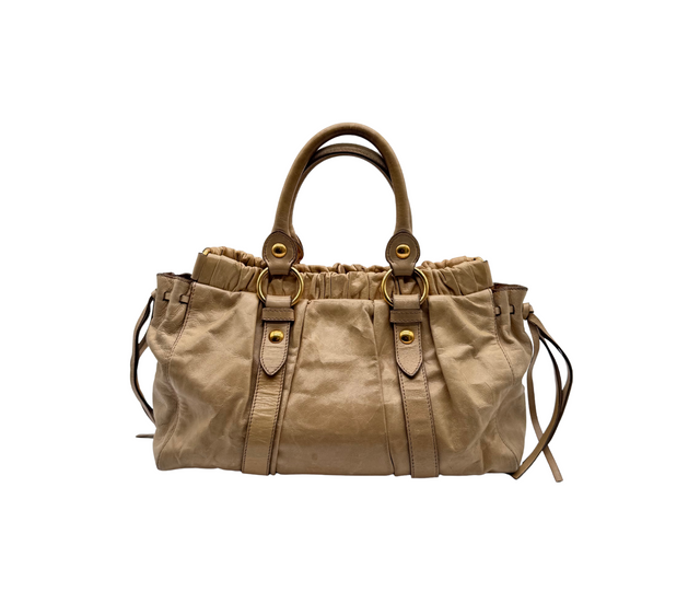 Miu Miu – Sac en cuir beige avec bandoulière