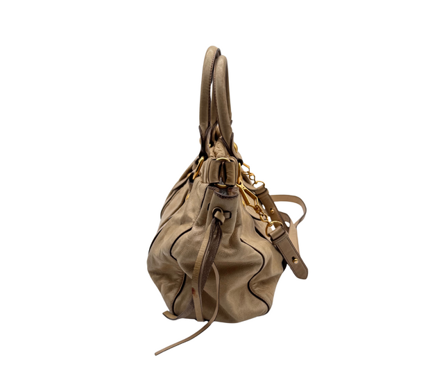Miu Miu – Sac en cuir beige avec bandoulière