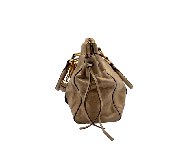 Miu Miu – Sac en cuir beige avec bandoulière