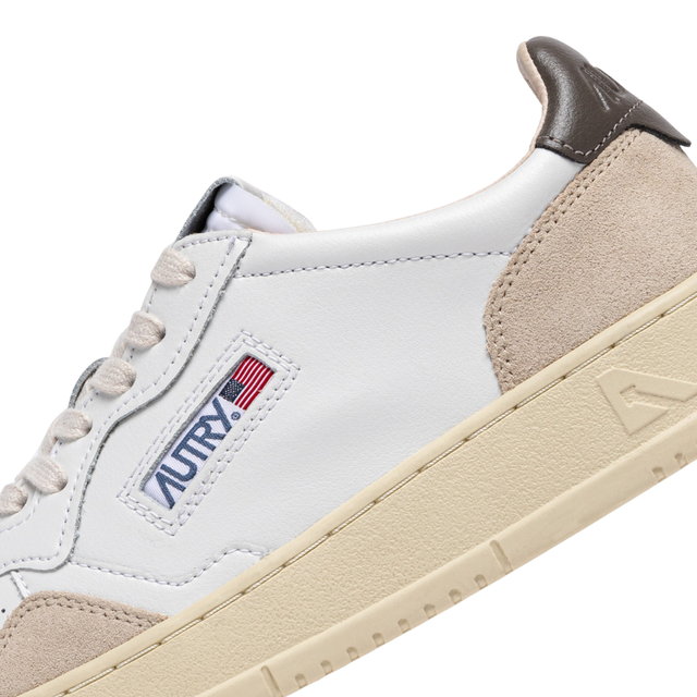 Autry Medalist Low White and Morel Leather & Suede