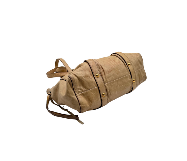 Miu Miu – Sac en cuir beige avec bandoulière