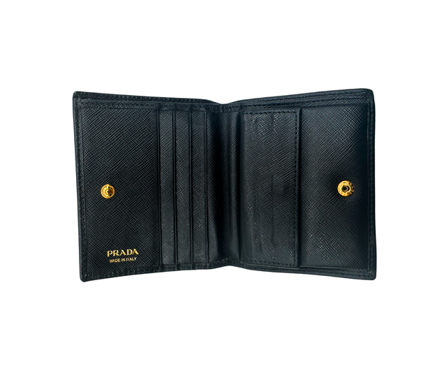 Prada – Porte-monnaie en cuir noir