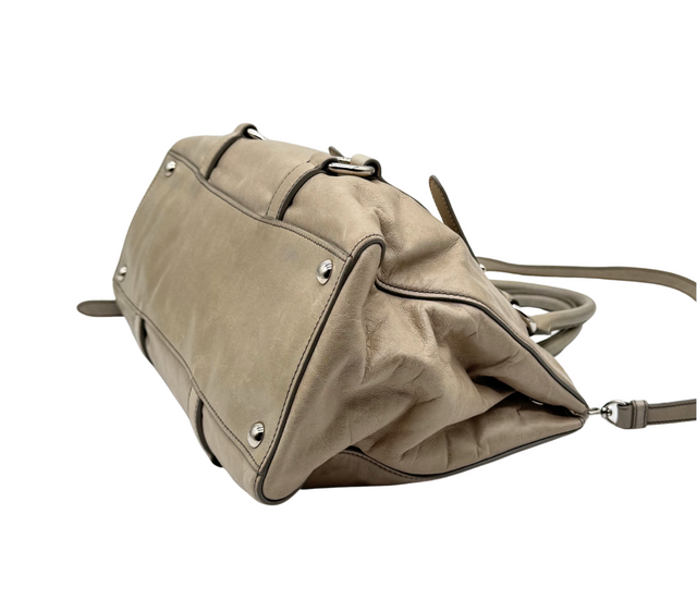 Miu Miu – Sac à Main en Cuir Taupe avec Bandoulière