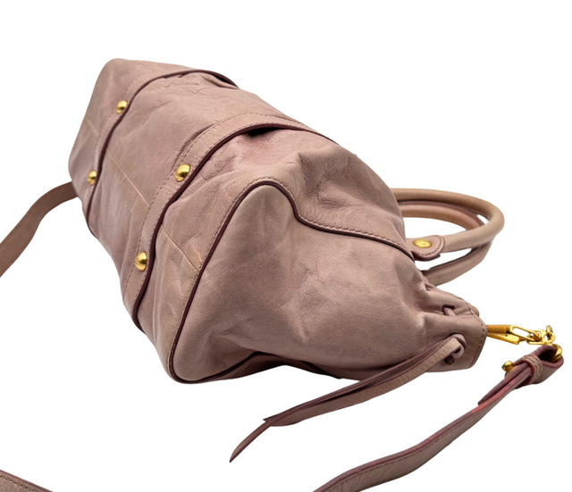 Miu Miu – Sac à Main en Cuir Rose avec Bandoulière
