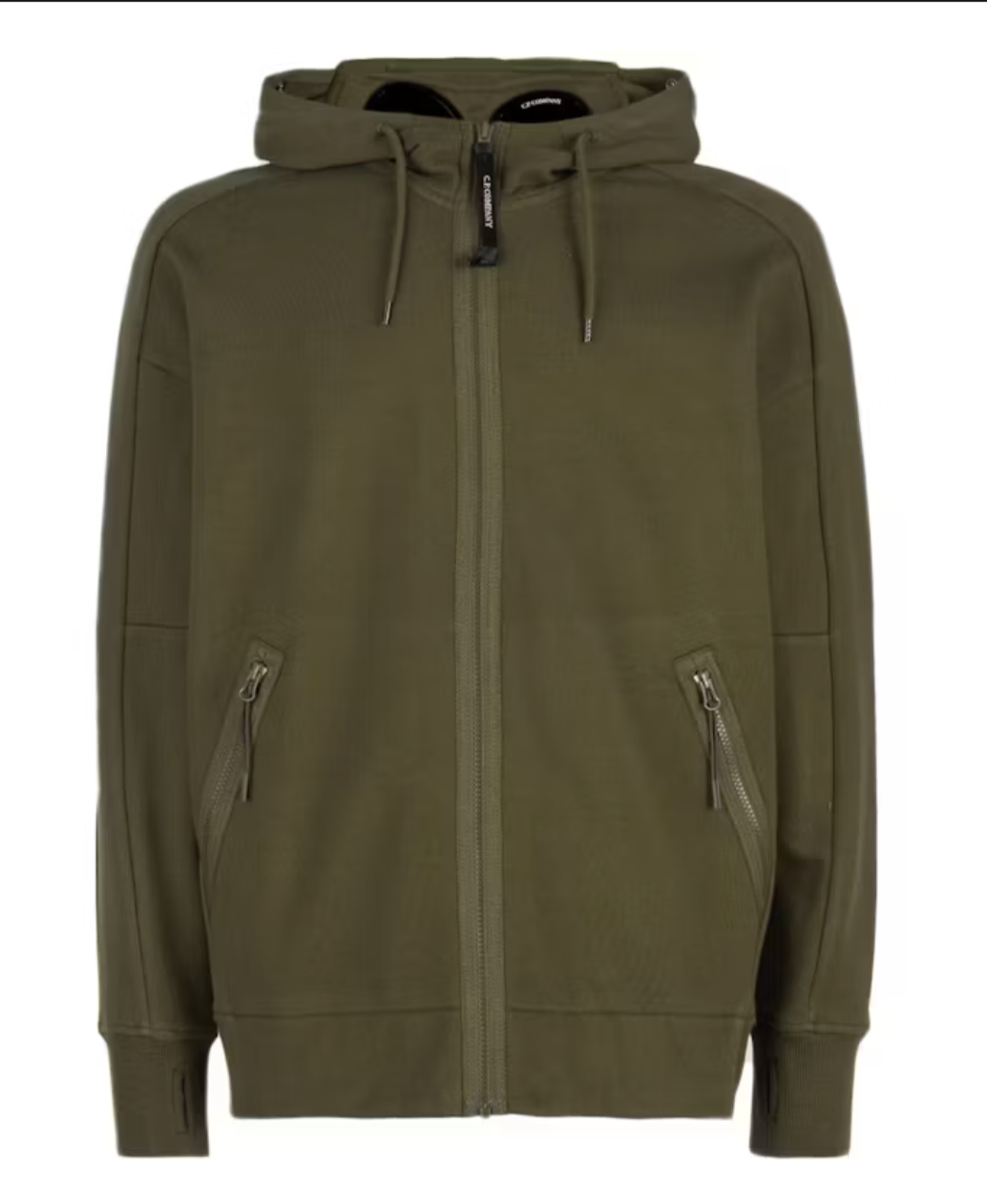 C.P. Company Diagonal Raised Fleece Goggle Hoodie Ivy Vert