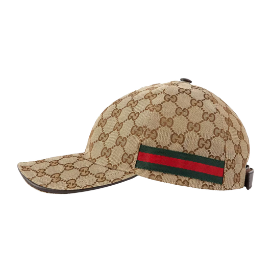 Gucci Casquette Toile GG Bande WEB beige/marron