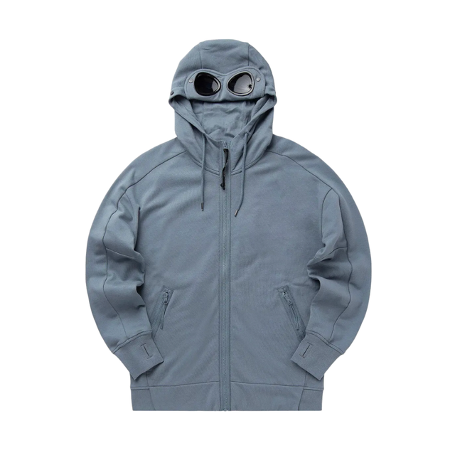C.P. Company Diagonal Raised Fleece Goggle Zipped Hoodie 'Stormy Weather'