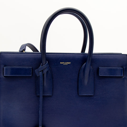 Saint Laurent Sac de Jour cuir bleu marine