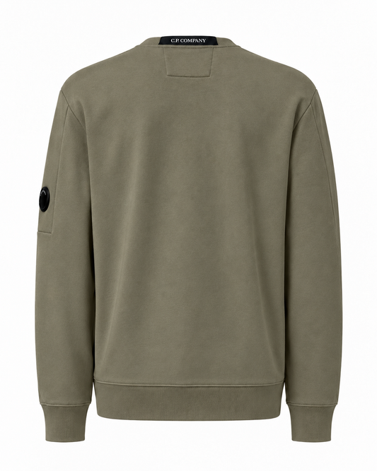 CP Company Sweatshirt - Rundhals Pullover mit diagonalem Struktur-Fleece in Ivy Green