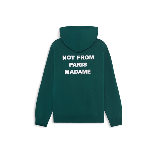 Sweatshirt com capuz Drôle de Monsieur Slogan verde, vestida