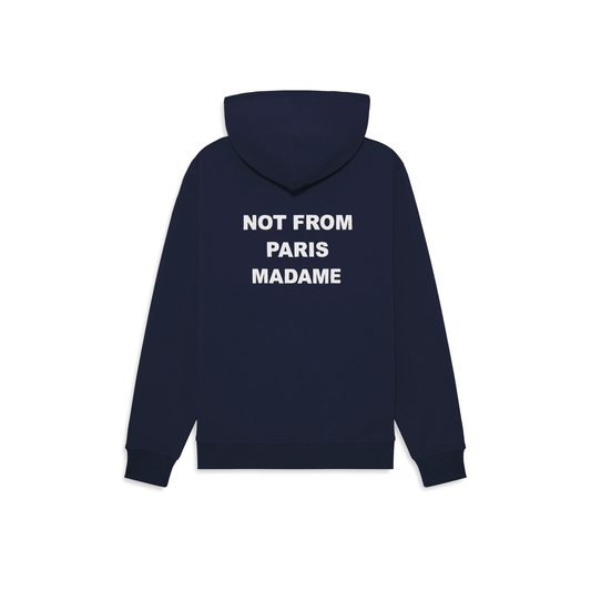 Sweatshirt com capuz Drôle de Monsieur Slogan azul-marinho, vestida