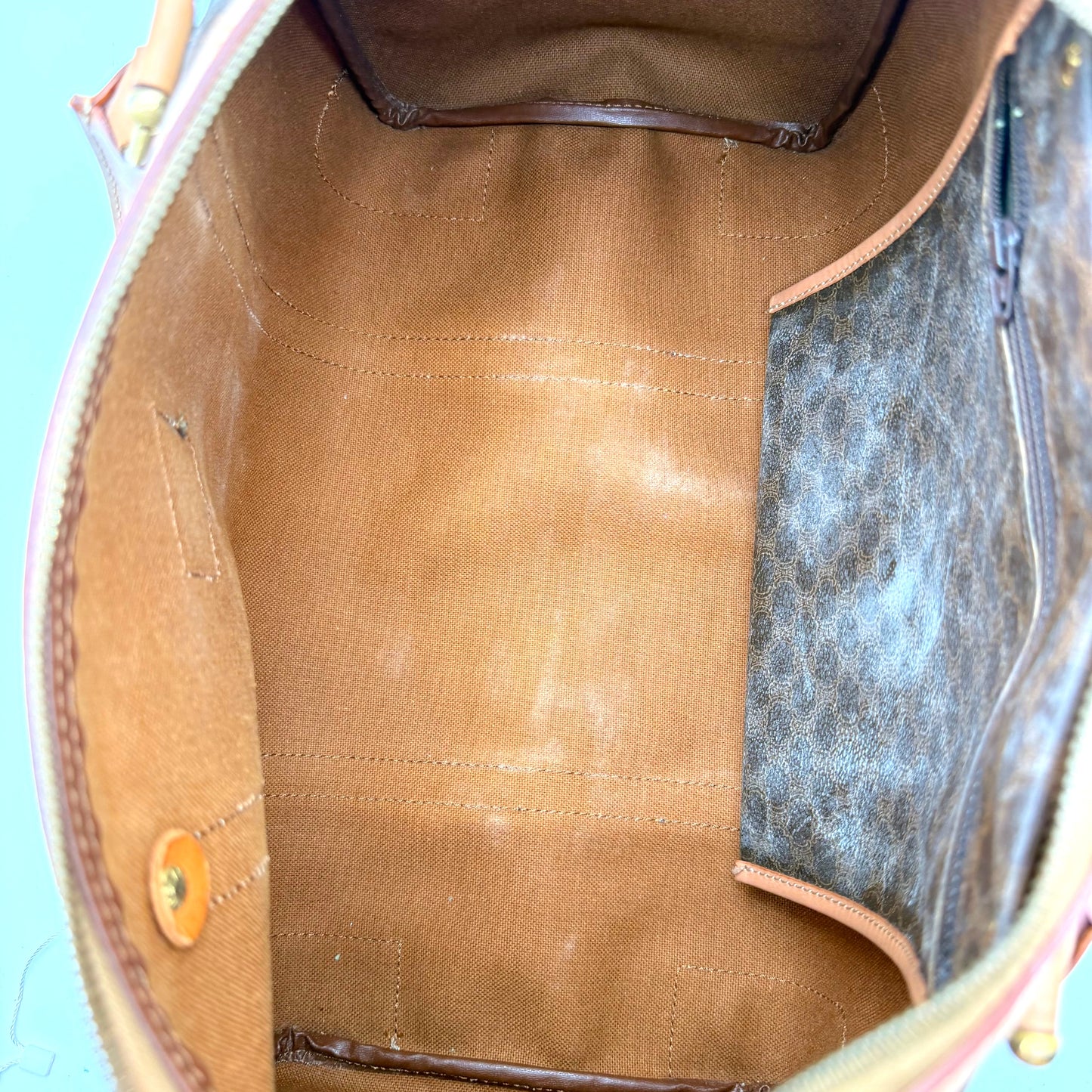 Céline Boston 35 - intérieur toile camel et poche zippée Macadam