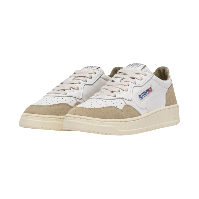 Autry Medalist Low White Leather & Sponge Suede