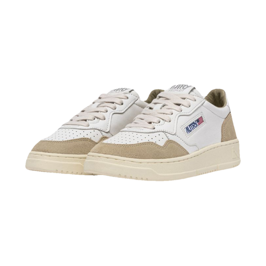 Autry Medalist Low White Leather & Sponge Suede