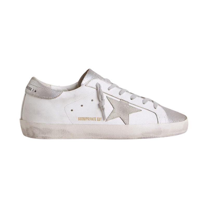 Golden Goose Super-Star in pelle bianca/argentata