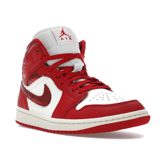 Air Jordan 1 Mid SE Red Cracked Leather