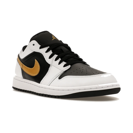 Air Jordan 1 Low White Black Metallic Gold Swoosh