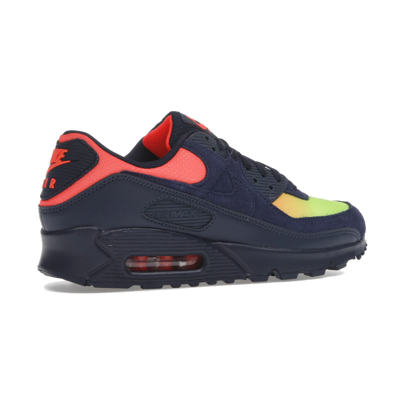 Nike Air Max 90 Blackened Blue Lemon Venom Hyper Crimson Gradient