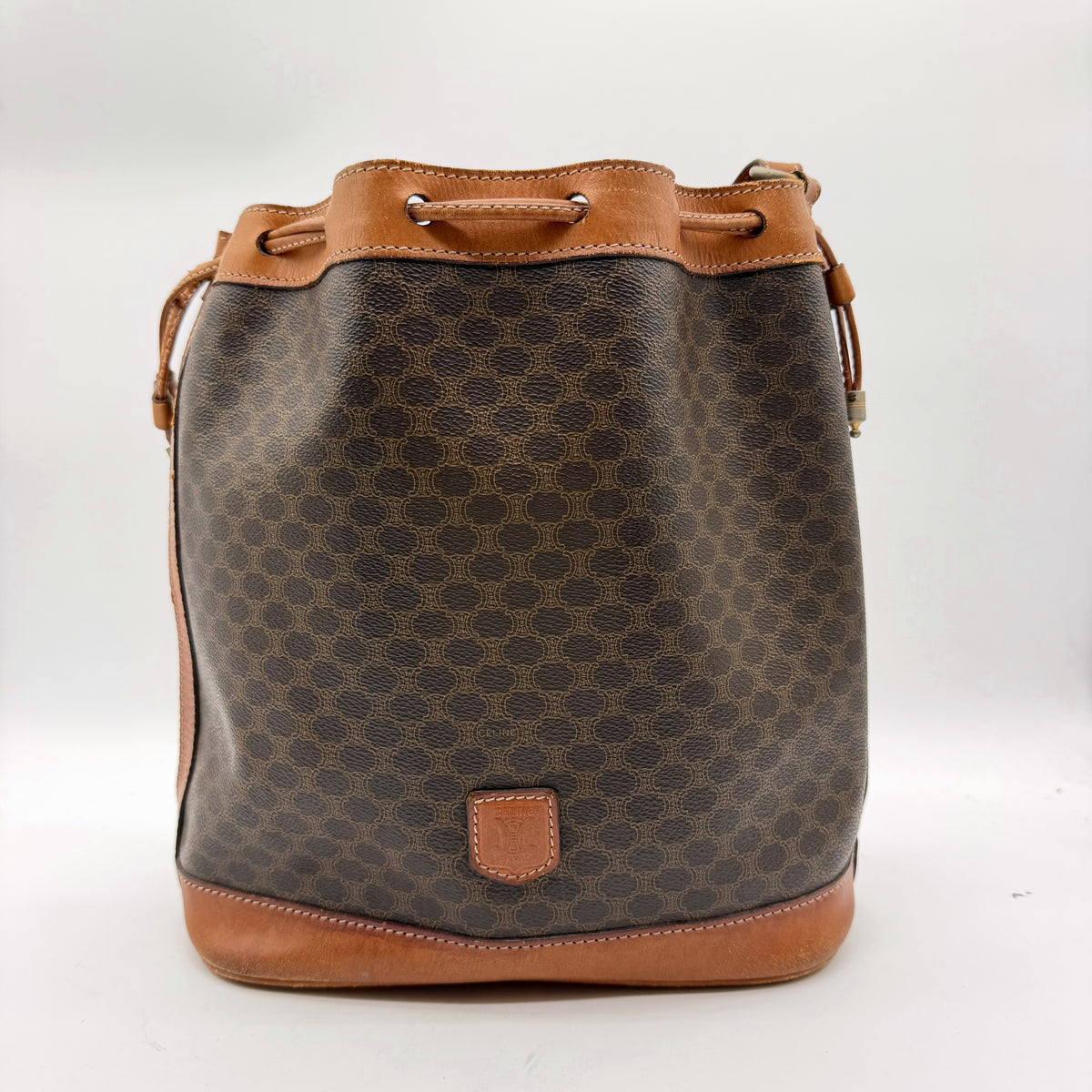 Celine sac seau Macadam toile brune - vue avant