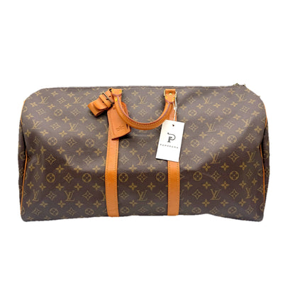 Louis Vuitton Keepall 55 Monogram - face avant avec clochette et porte-adresse
