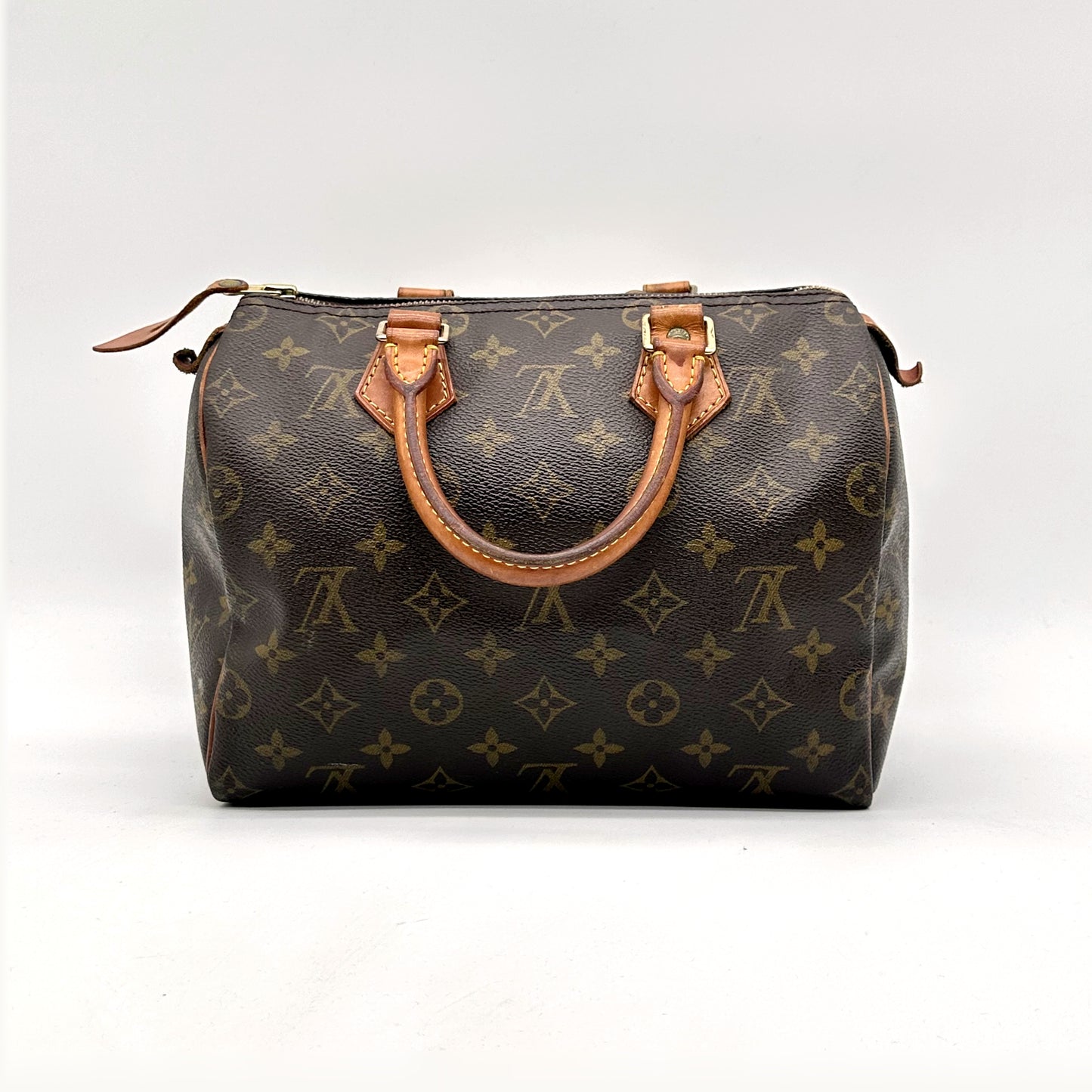 Louis Vuitton Speedy 25 Toile Monogram - vue de face, anses en cuir naturel