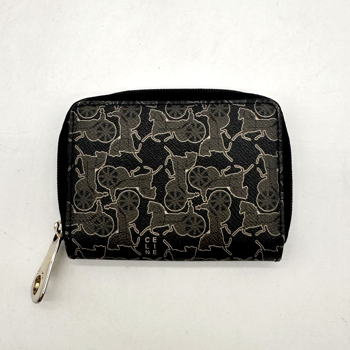 Céline Porte-monnaie zippé Toile Imprimée - vue de face, zip et tirette en goutte