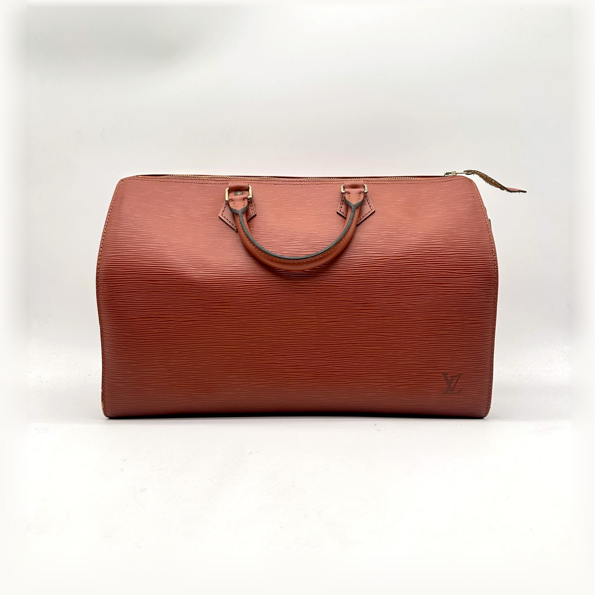 Louis Vuitton Speedy 35 Cuir Épi Terracotta - vue de face, anses et zip