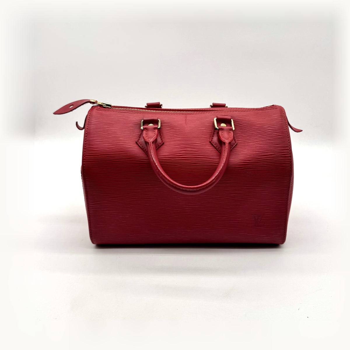 Louis Vuitton Speedy 25 Cuir Épi Rouge - vue de face, anses et zip