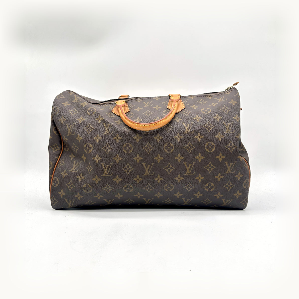 Louis Vuitton Speedy 40 Toile Monogram - vue de face, anses en cuir naturel