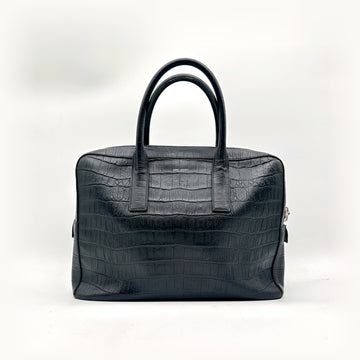 Saint Laurent – Porte-documents Façon Croco Noir