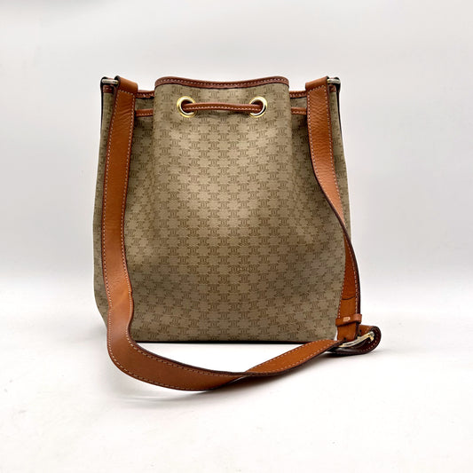 Céline Seau Toile Macadam Beige - vue de face avec la bandoulière déployée