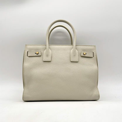 Saint Laurent Sac de Jour Baby Cuir Grainé Blanc Cassé - vue de dos