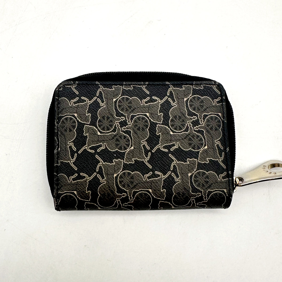 Céline Porte-monnaie zippé Toile Imprimée - vue de dos, motif équestre