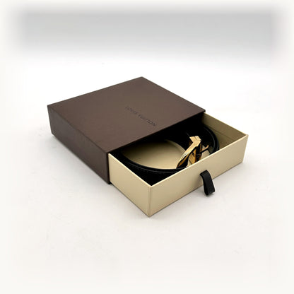 Louis Vuitton Ceinture Cuir Épi Noir - ceinture rangée dans sa boîte d'origine