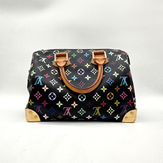 Louis Vuitton Speedy 30 Toile Monogram Multicolore Noir - vue de face opposée