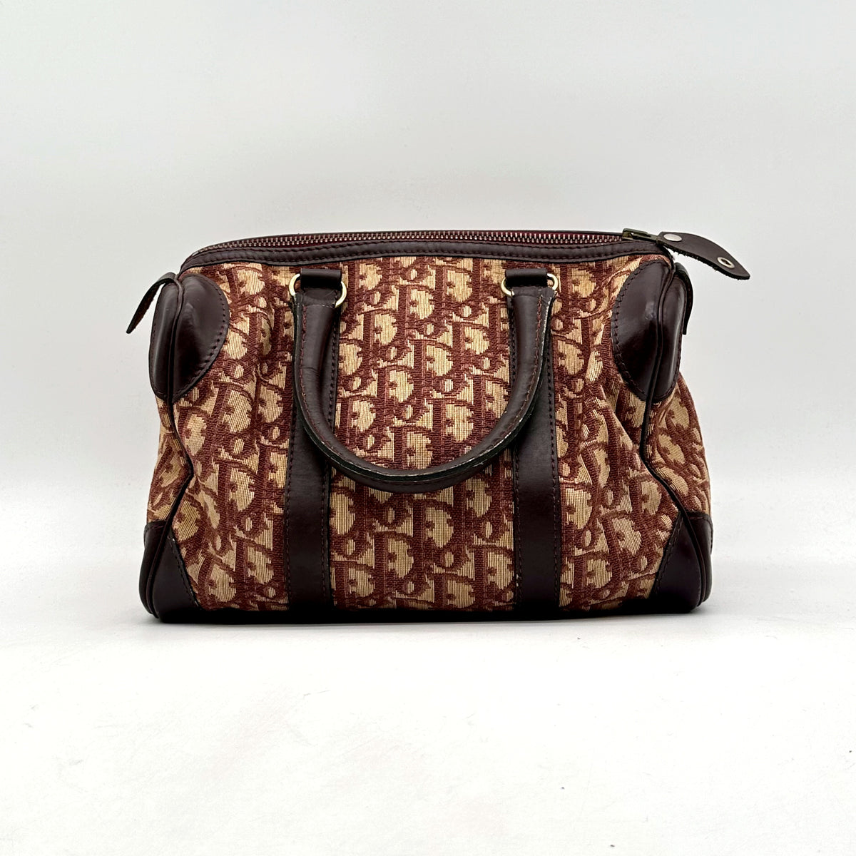 Dior Boston Toile Trotter Rouge - vue de face opposée