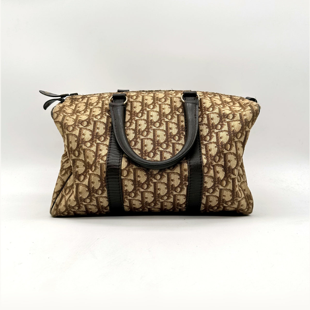 Dior Boston Toile Trotter Beige - vue de face opposée