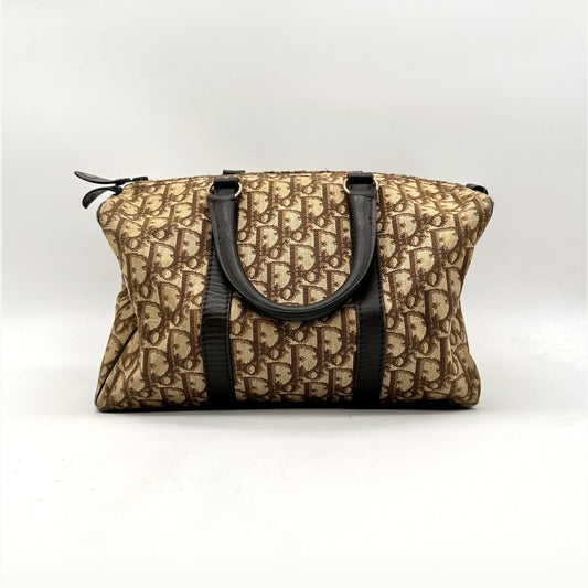 Dior Boston Toile Trotter Beige - vue de face opposée